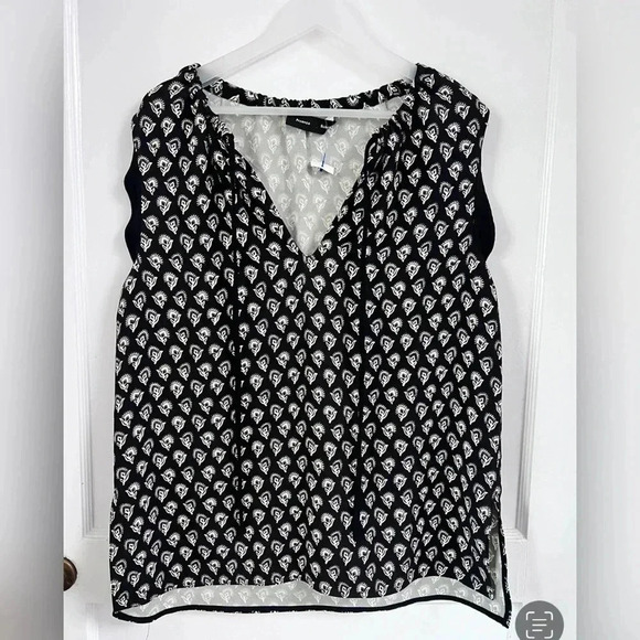 Proenza Schouler Black Leaf Print
Front Keyhole Sleeveless Blouse Size 10 - Picture 1 of 7